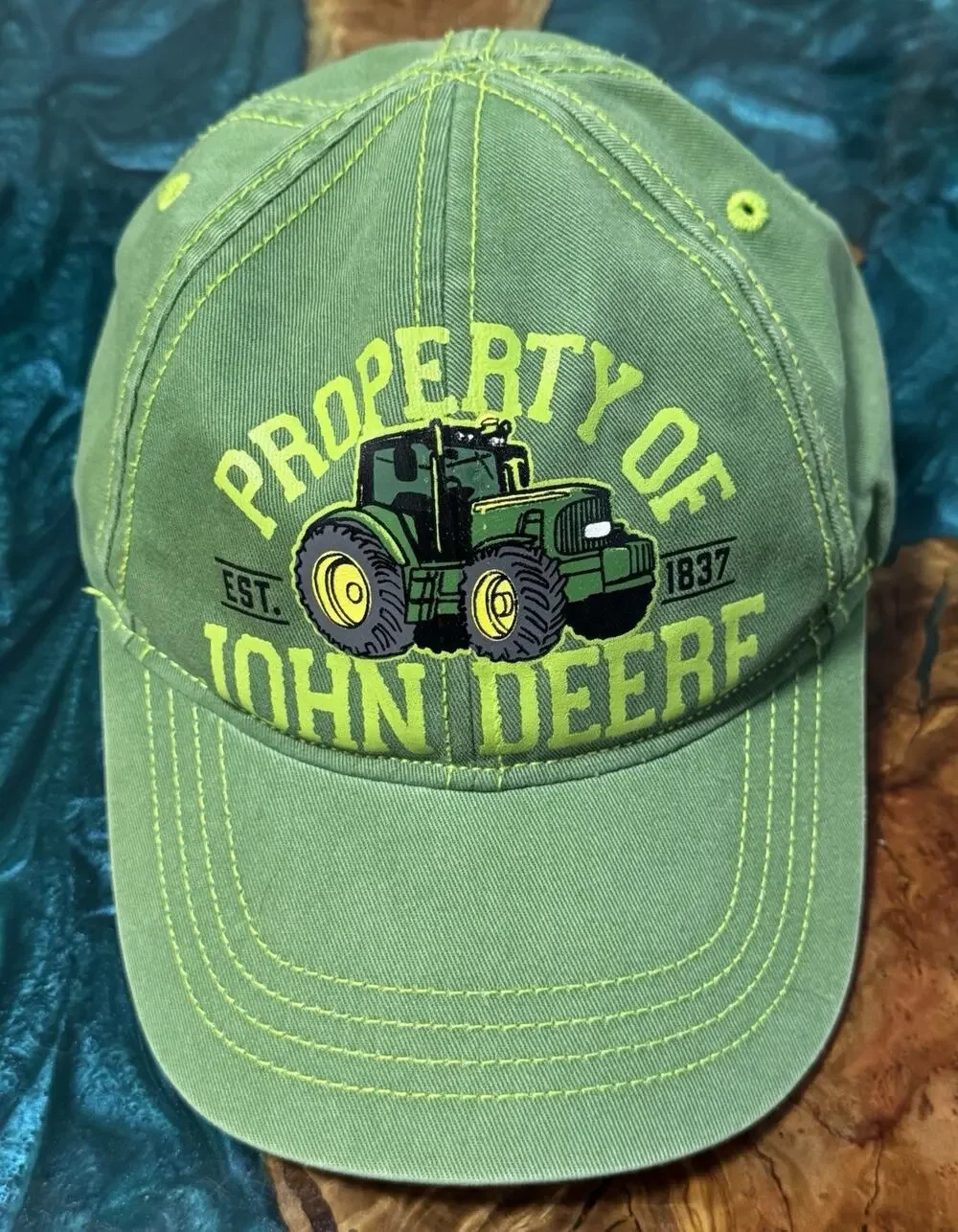John Deere Youth Baseball Cap, Green, Depicts Tractor, Adjustable Strap, Logo,